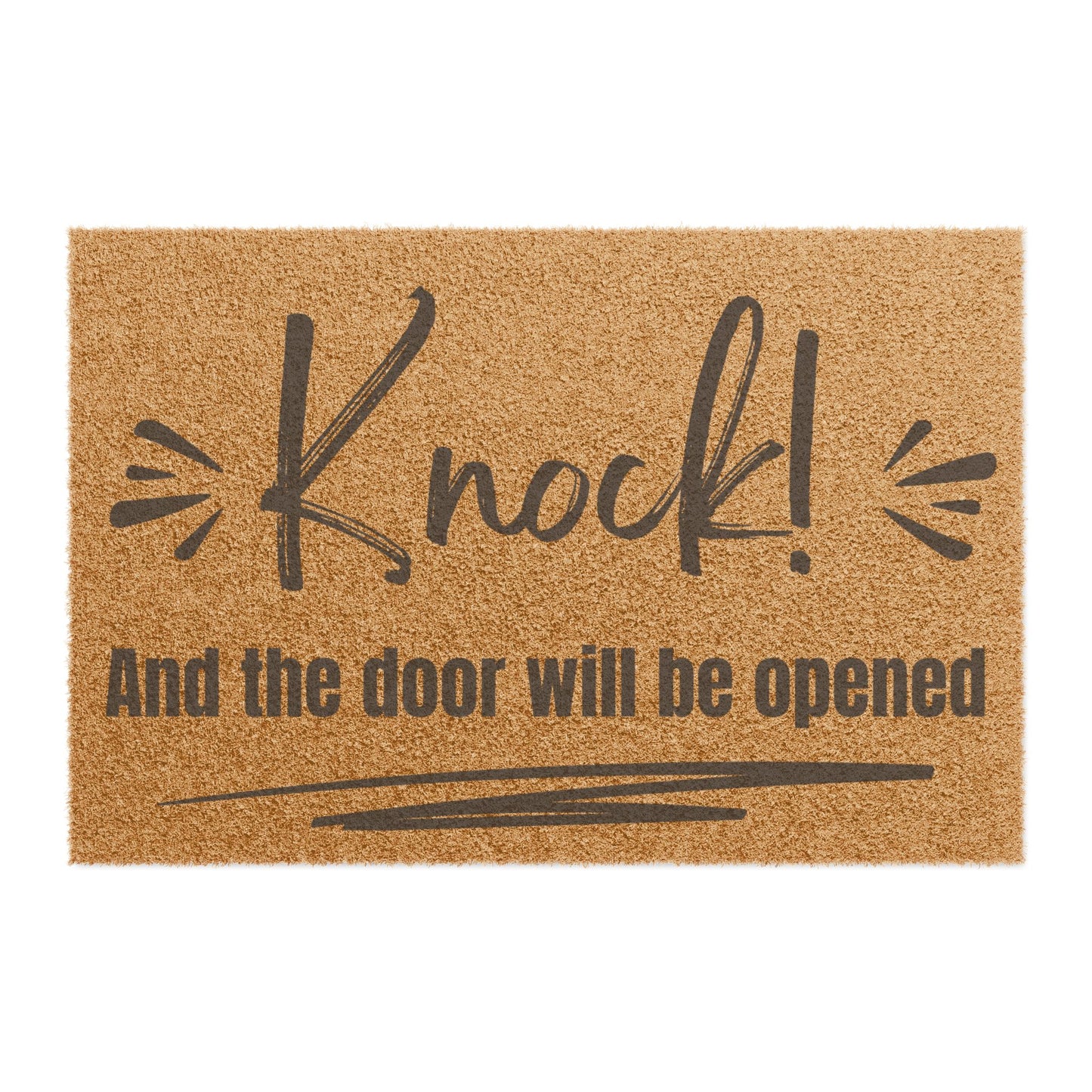 Knock And The Door Will Be Opened Door Mat | Christian Home Decor Doorway